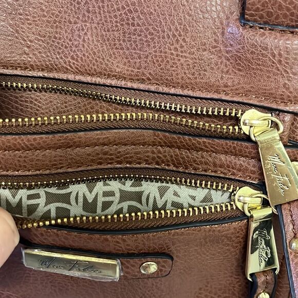 Marc Fisher Brown Zip Code Buckle Saddle Handbag - Picture 6 of 16